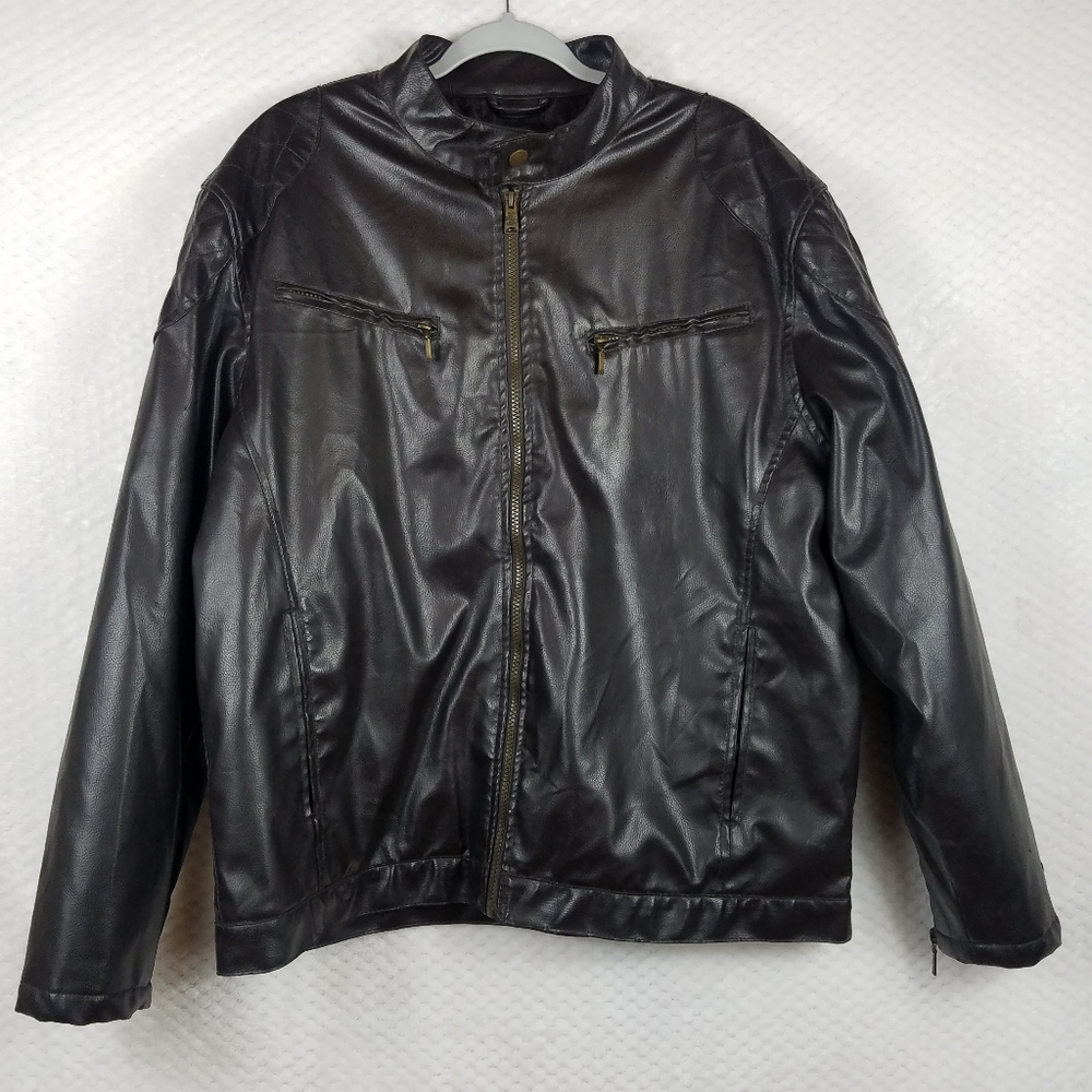 US Polo ASSN Black Faux Leather Men's Jacket Size Large